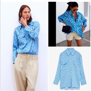 Zara elephant print blouse, satin.